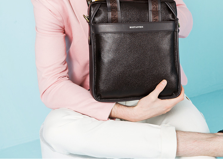 BOSTANTEN Men's Shoulder Crossbody Bag, Trendy Student Backpack, Large Capacity Multifunctional Handbag, Top-Grain Leather Briefcase 2