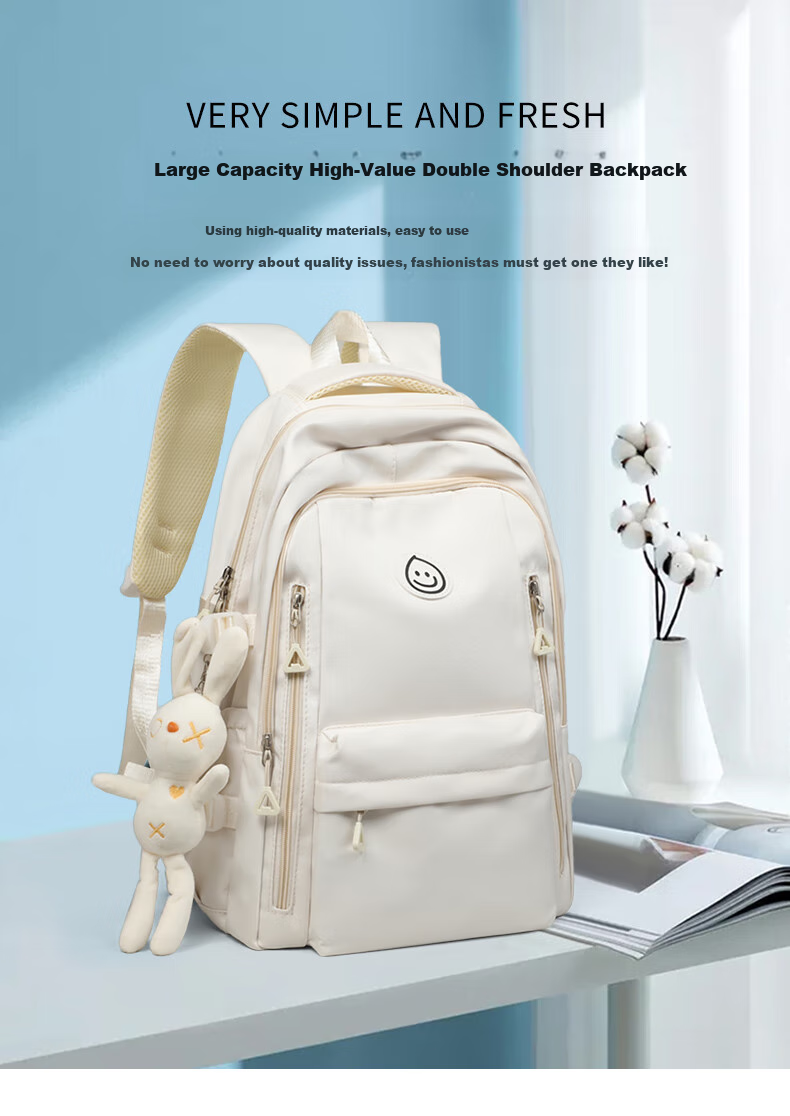 Viney Backpack for Primary, Middle And High School Students, Large Capacity Travel Backpack for Women, Simple Lightweight Laptop Bag for Grades 4-6, Stylish Outdoor Hiking Canvas Bag 1
