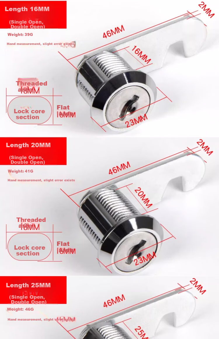 Shouli Office Desk Drawer Lock, Storage Cabinet, Wardrobe, File Cabinet Lock, Durable Anti-Theft, Length 20mm [Single Lock], 2 Pieces 6