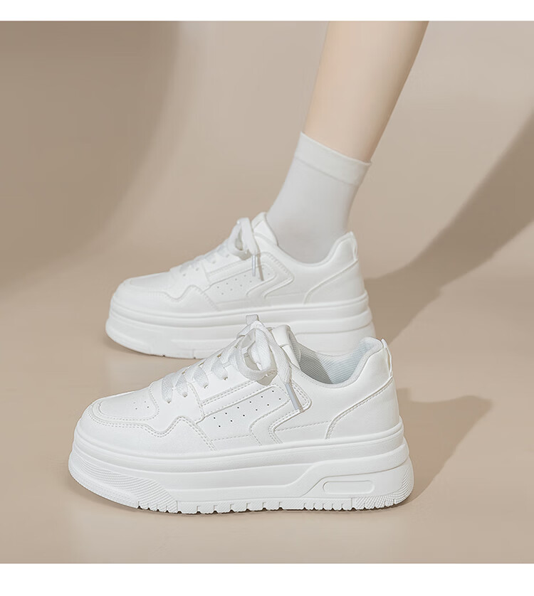 RENBEN 6CM Height Increasing White Sneakers Thick Sole Platform Shoes 2026 Trendy Versatile Student High-Value Chunky Casual Sports Shoes 10