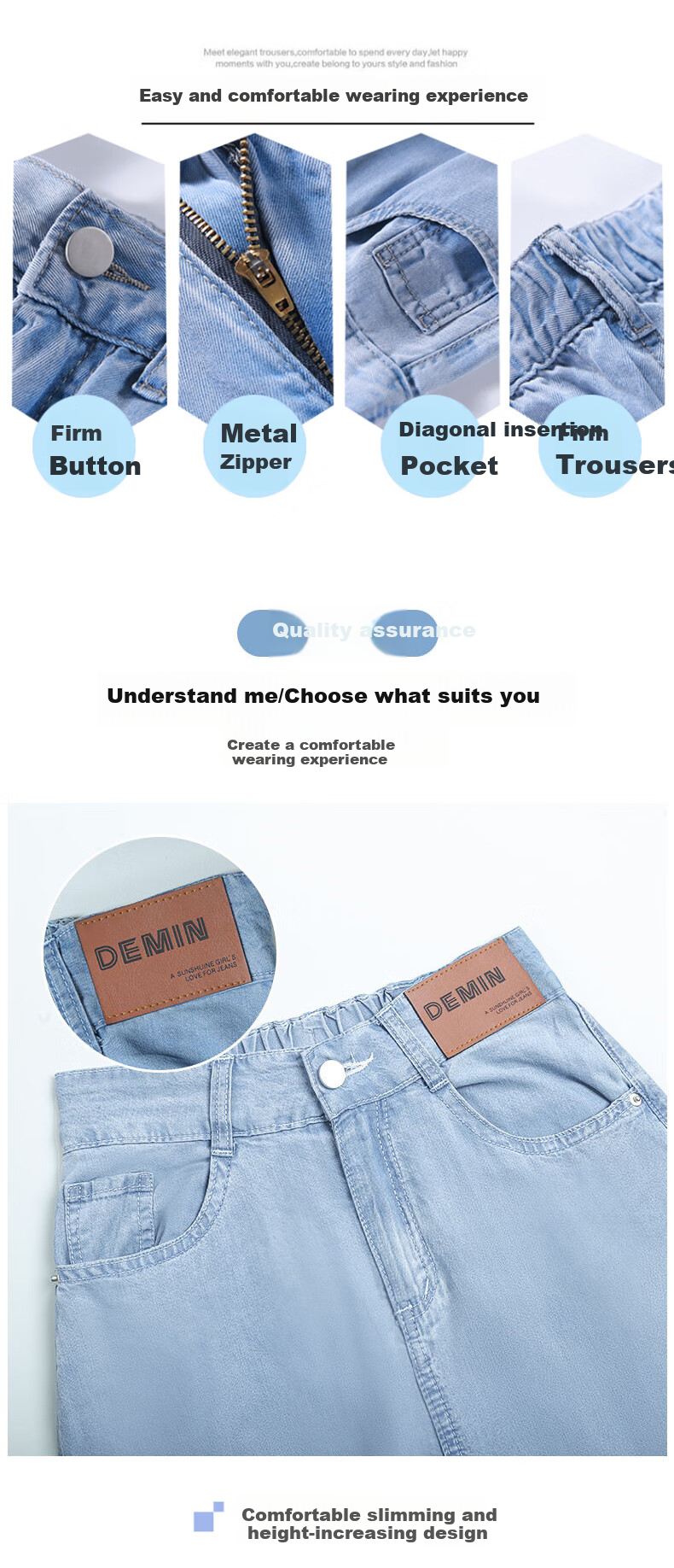 XUEXIMAN Tencel Jeans for Women, Summer Lightweight Slim Straight High-Waist Ice Silk Wide-Leg Pants, Casual Women's Trousers 11