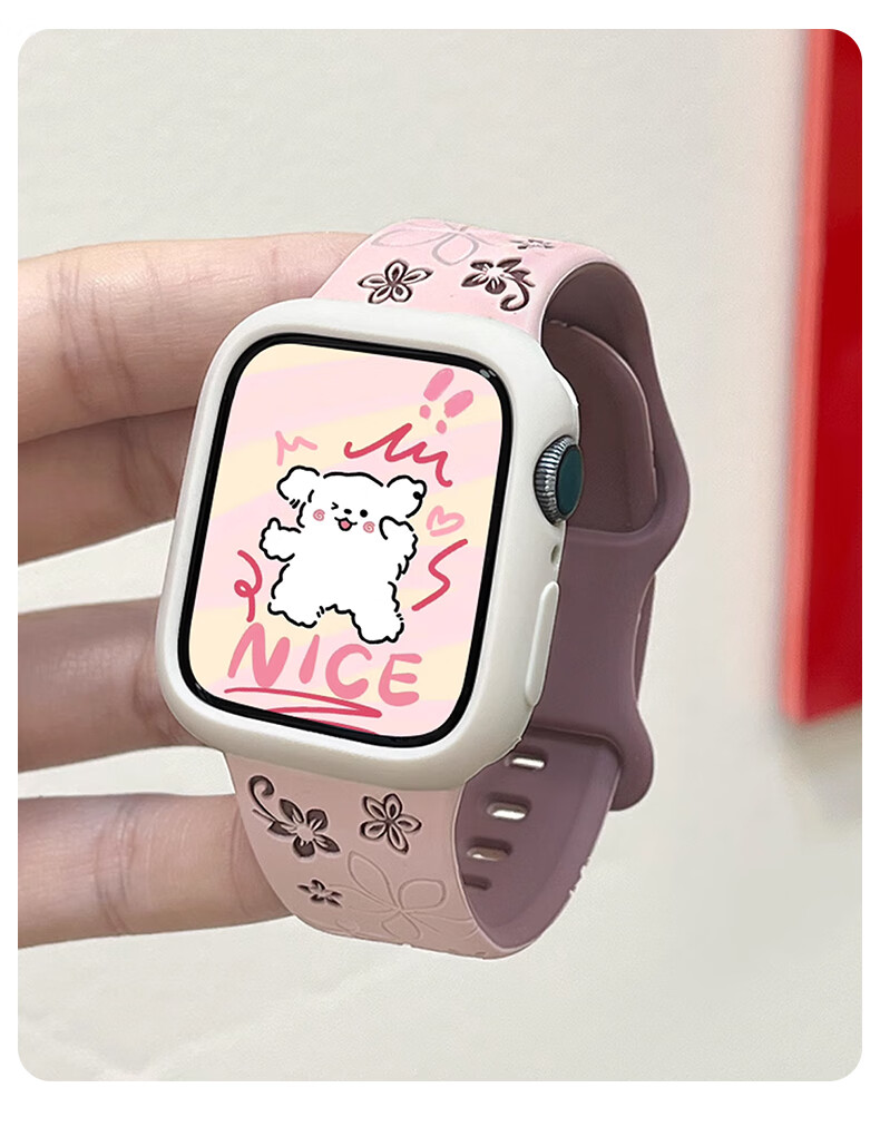 Mashi Silicone Laser Engraved Women's Apple Watch Band for IWatch Ultra 4/3/2/S12/11/10/9/8/7/6/SE, Autumn And Winter Wristband 2