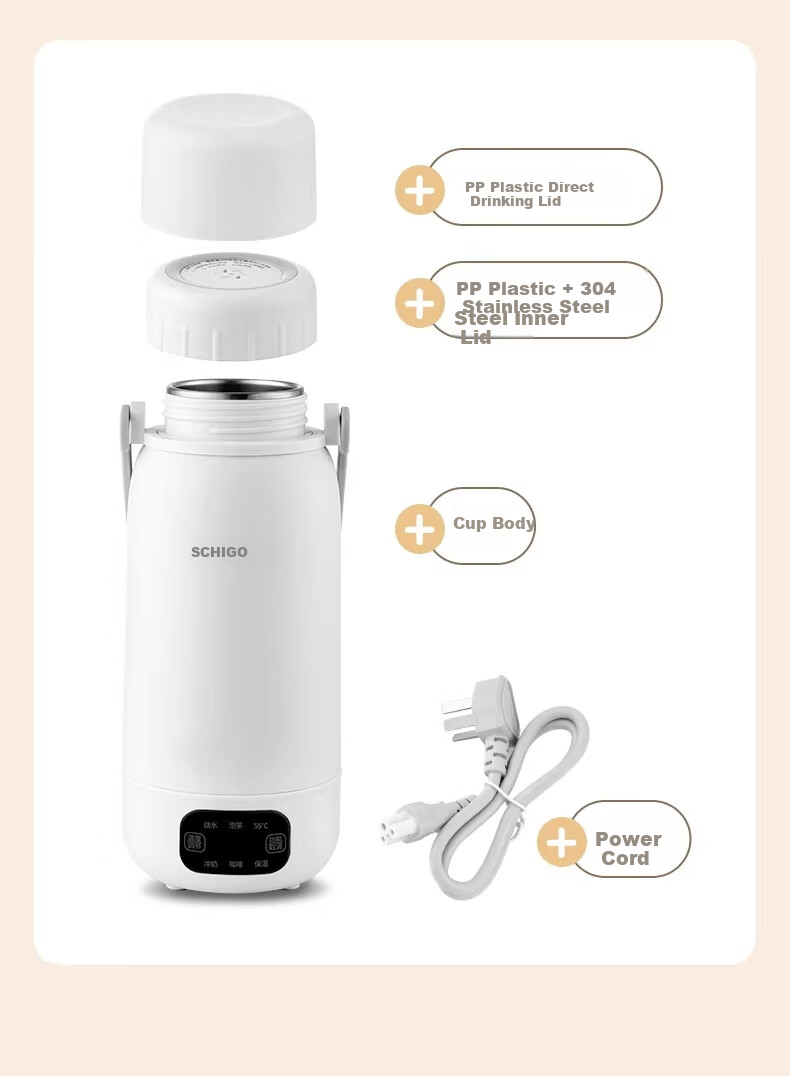 CHIGO Portable Electric Kettle, Travel Thermos, Baby Formula Warmer, Insulated Cup, 1L Large Capacity, 316 Stainless Steel, Birthday Gift 16