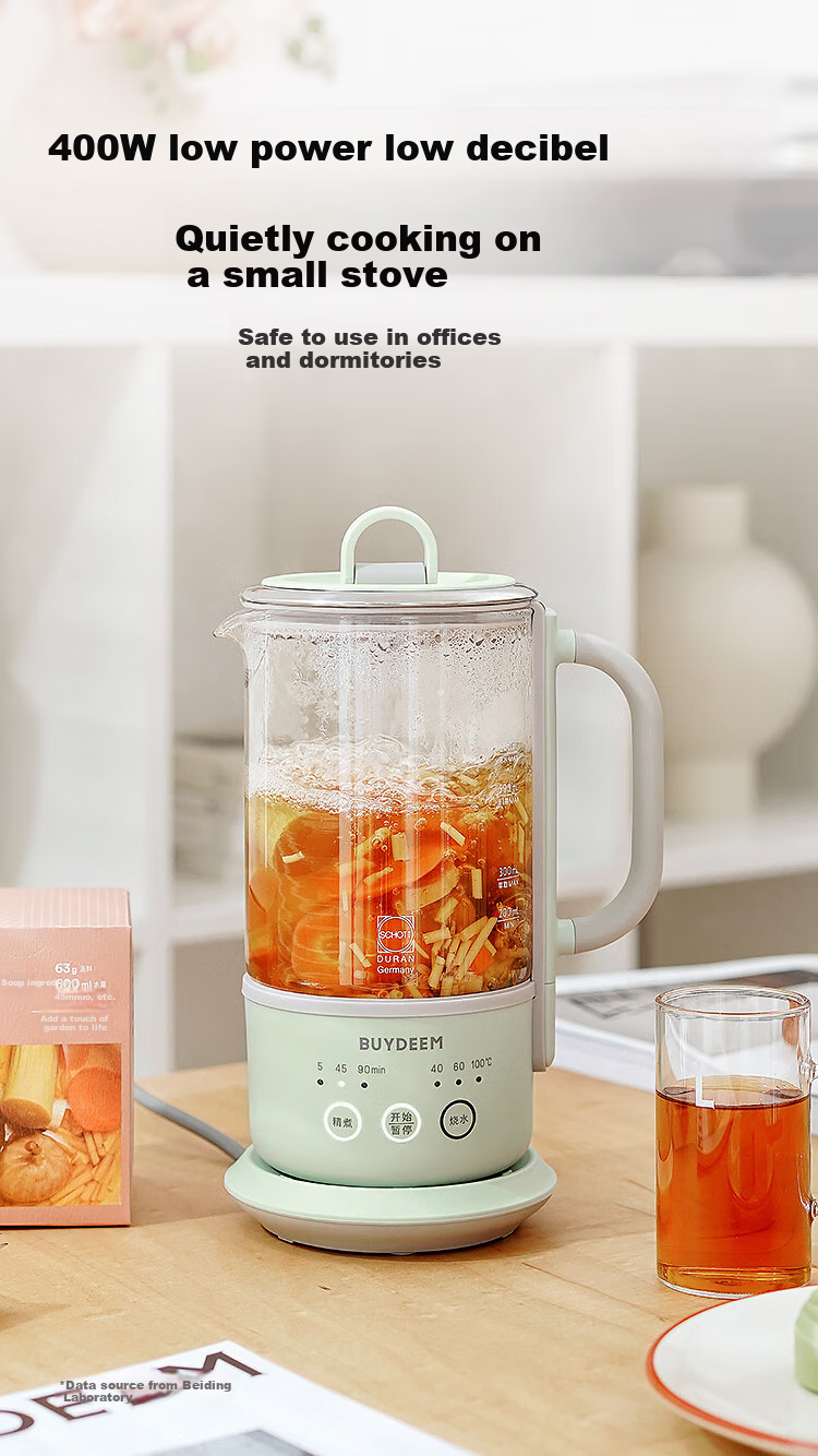 Buydeem [No Glue] Health Pot Water Kettle Multifunctional Tea Maker Mini Health Cup Office Hot Water Pot K36 Light Cypress Green + Mini Extraction Basket 5