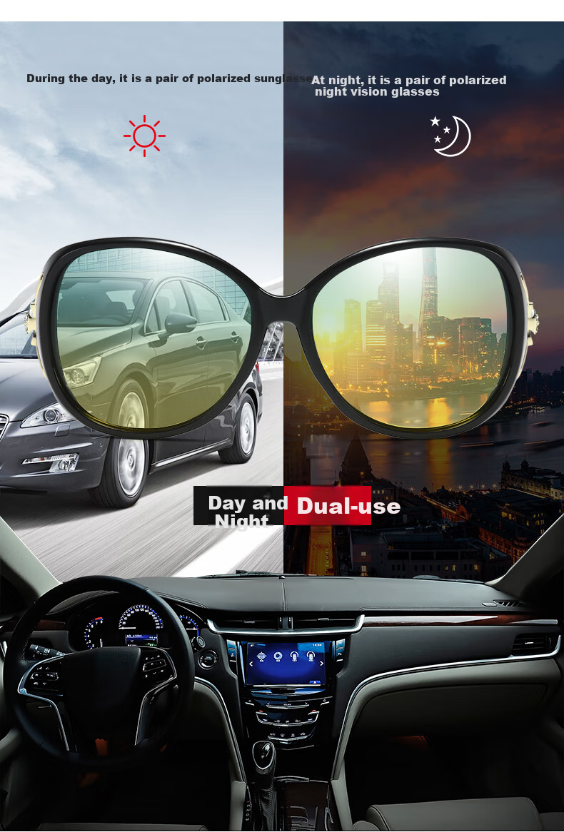 Lafudelu Women's Day And Night Sunglasses for Driving, Anti-UV, Anti-Glare, Polarized Driving Glasses with Reduced Glare for High Beam 3
