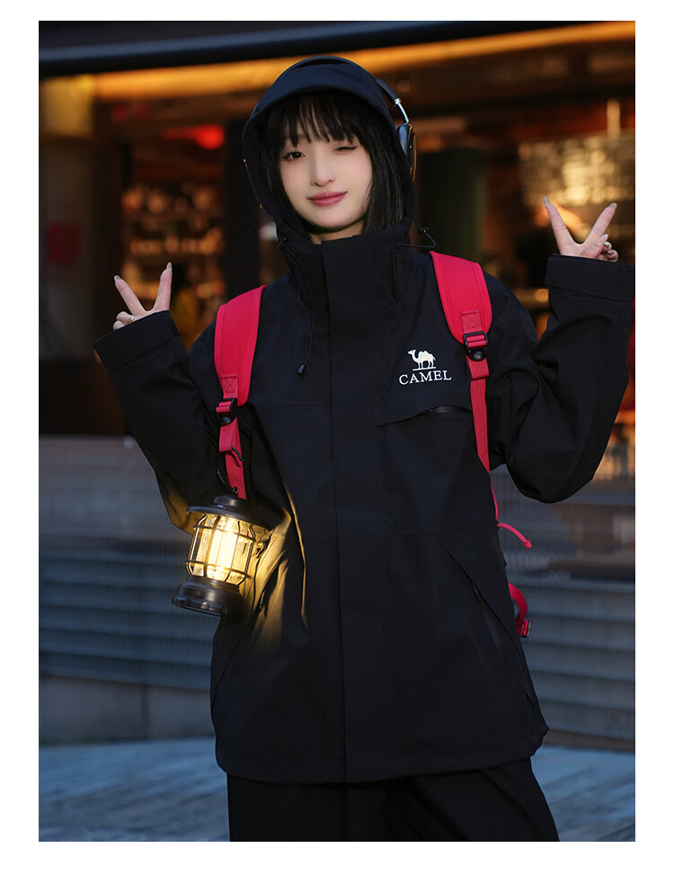 CAMEL [Zhuifengzhe Single-Use] Outdoor Waterproof Windproof Breathable Jacket for Couples Hiking W34CATG603B 16