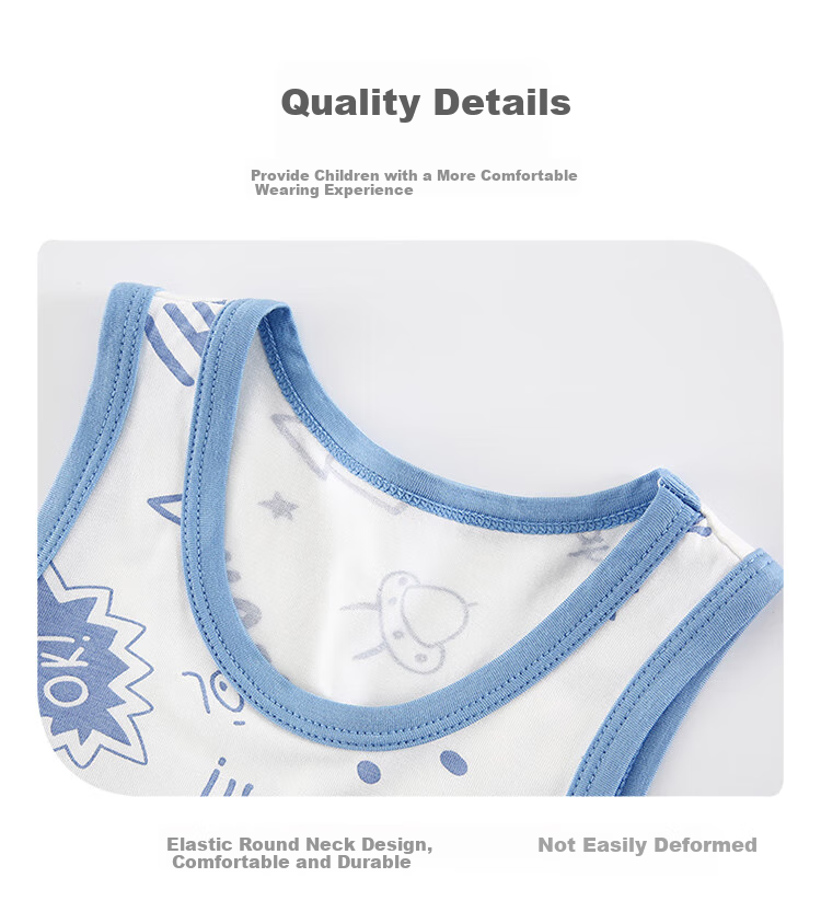 Dingguagua Children's Vest Set, Boys' Ice Silk Pajamas, Summer Thin Style, for Older Children, Sleeveless, for Young Boys, Baby Home Wear 7