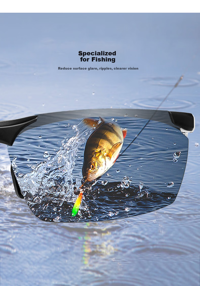 CAPONI Fishing Goggles, Polarized Color-Changing Sunglasses for Men, Driving Sunglasses, Day And Night Use, UV Protectio 4
