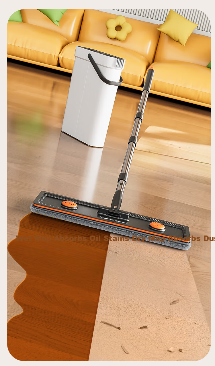 Jiabangshou Flat Mop, 40cm, 2 Cloth Pads, Household All-In No Hand Washing, 2026 with Bucket, One Set, Floor Cleaning Wonder, Floor Mop Cloth 16