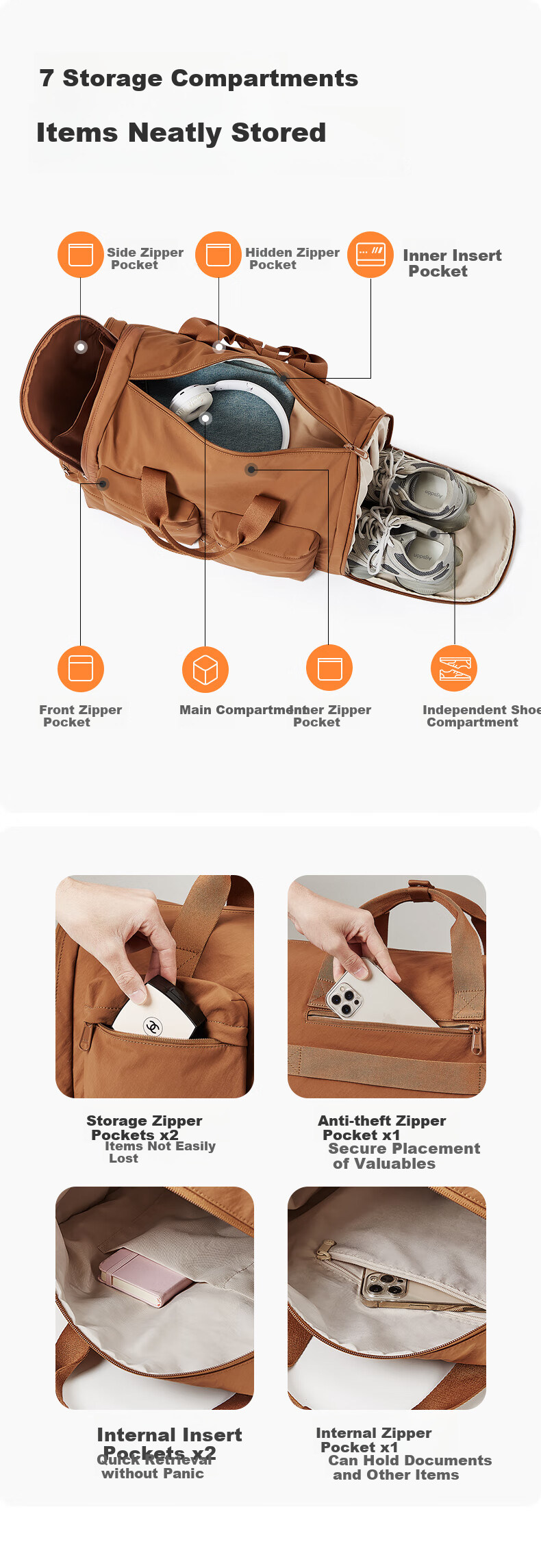 Aji Travel Bag, Large Capacity Foldable Luggage, Handheld Sports Fitness Bag for Women And Men, Carry-On Suitcase for Business Trips, Backpack 13