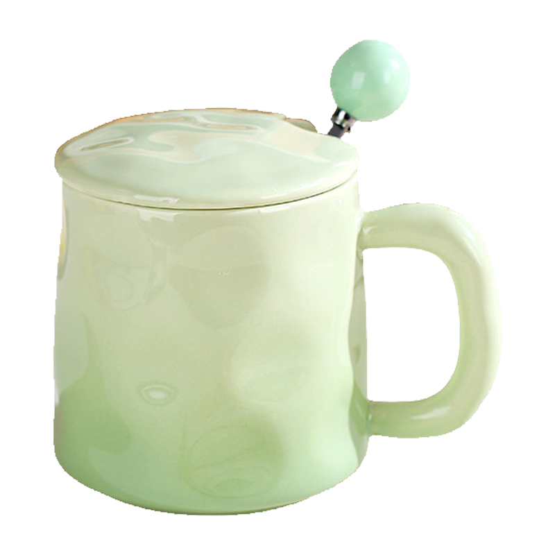 Chuanqi Ceramic Mug, Breakfast Cup, Office Cup, Single Serving, Cream Green, 350ml