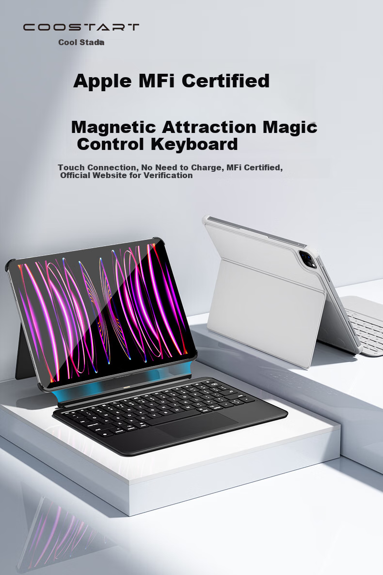 COOLSTART Compatible with IPad Air 8/7/6/5/4&Pro 2018 Model [MFi Certified | Direct Connection to Official Website] Magic Keyboard Dual-Sided Clip for 10.9/11 Inch, Black 2