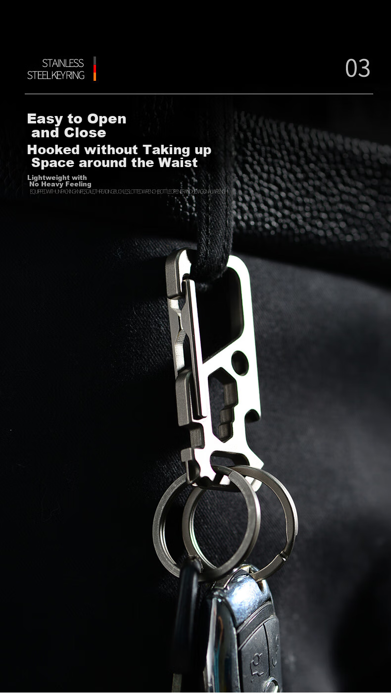 Laiben Titanium Alloy Car Keychain with Folding Knife for Men, Portable Multi-Functional Key Ring, Self-Defense Tool 6