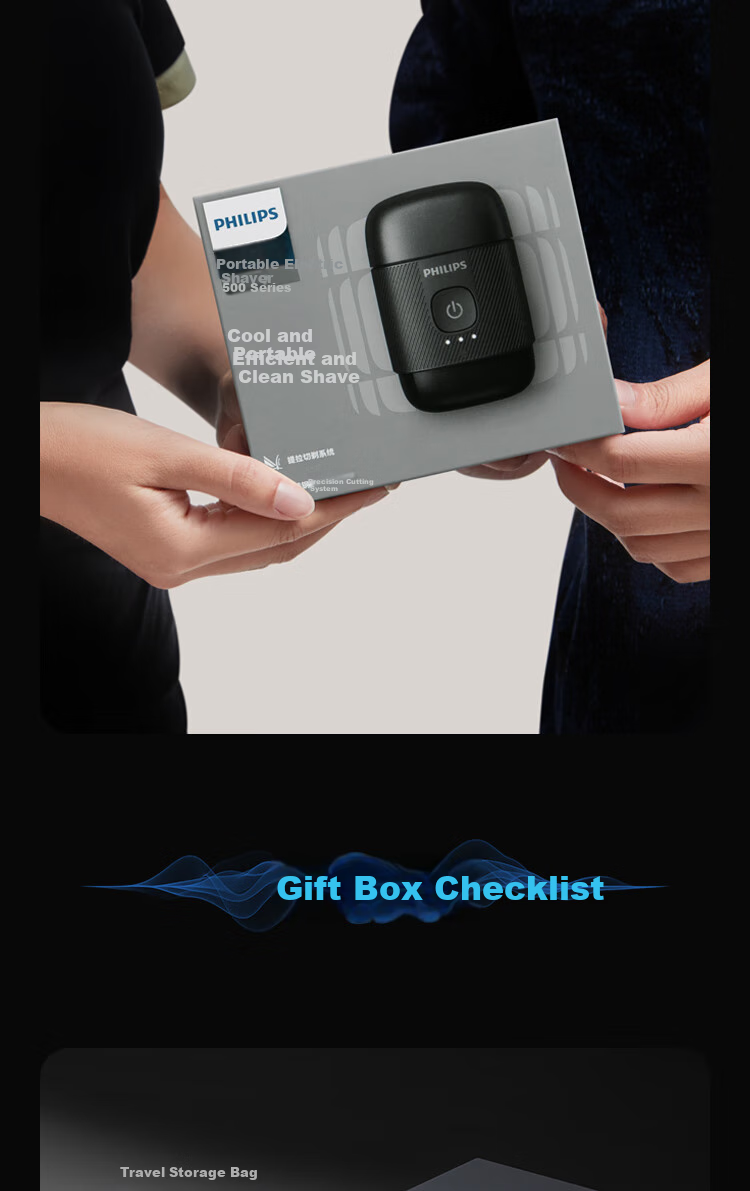 PHILIPS [Mid-Autumn Festival Gift Box] New Self-Operated Men's Electric Shaver, Pebble Portable Model, 0.0 Micron Close Shave, Golden Ratio, Extreme Black, Birthday Gift for Me 13