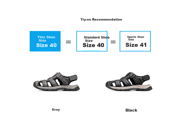 LAORENTOU Men's Summer Outdoor Casual Leather Sandals Closed-Toe Anti-Collision Hole Beach Shoes LT66 Gray Size 39 2