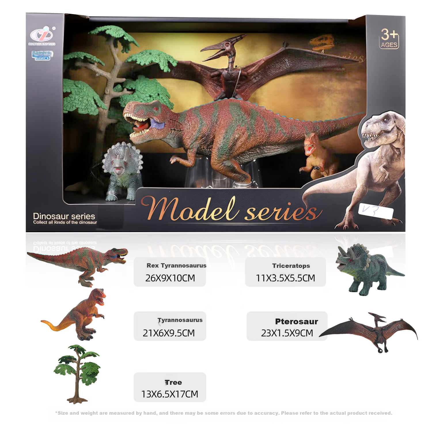 Bameika Large Set, Two Large Solid Dinosaur Collectible Models, Realistic Jurassic Animals, Toy for Boys, Holiday Gift
