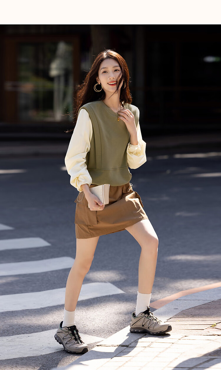 Demana Women's Spring Simple Style Cloud Texture Cotton 3D Adjustable Elastic Sweatshirt Top 13
