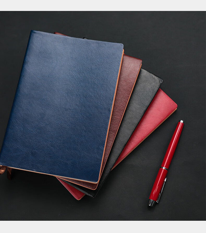 Xuchen Stationery Soft Leather B5 Black Cover Notebook 100 Sheets 200 Pages Memo Book Business Office Meeting Record Book Student Exam Writing Notebook Customizable Logo 8