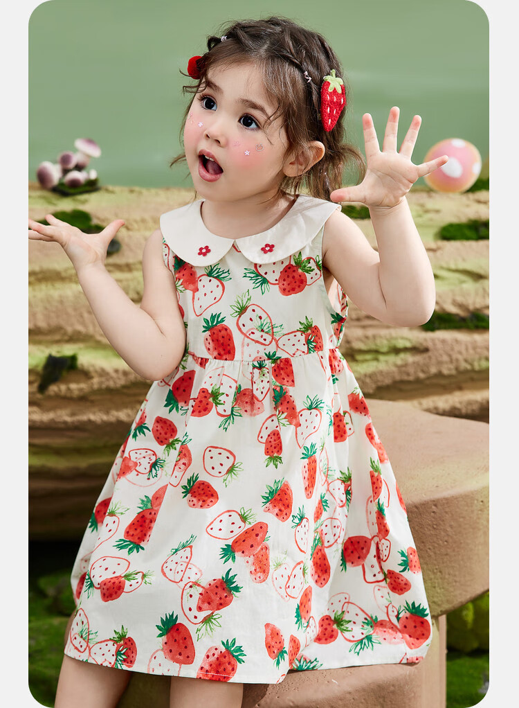 ASK JUNIOR Girls' Summer Dress, Princess Style with Peter Pan Collar, Vacation Children's Dress 3
