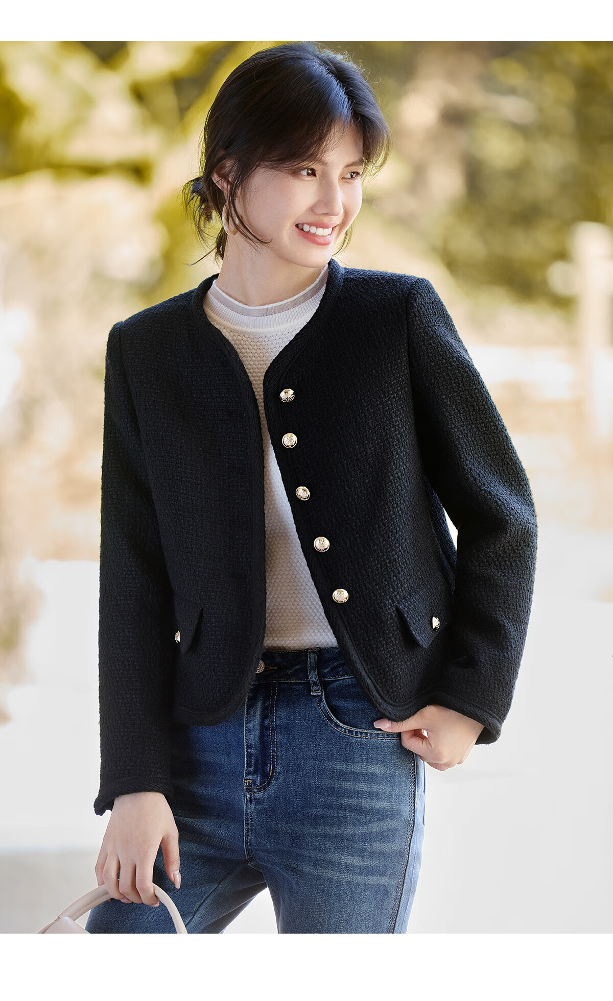 She Enjoy Tweed Chanel Style Jacket Women Autumn Winter Slim Fit Short Coat Commuting Outerwear T53D107 6