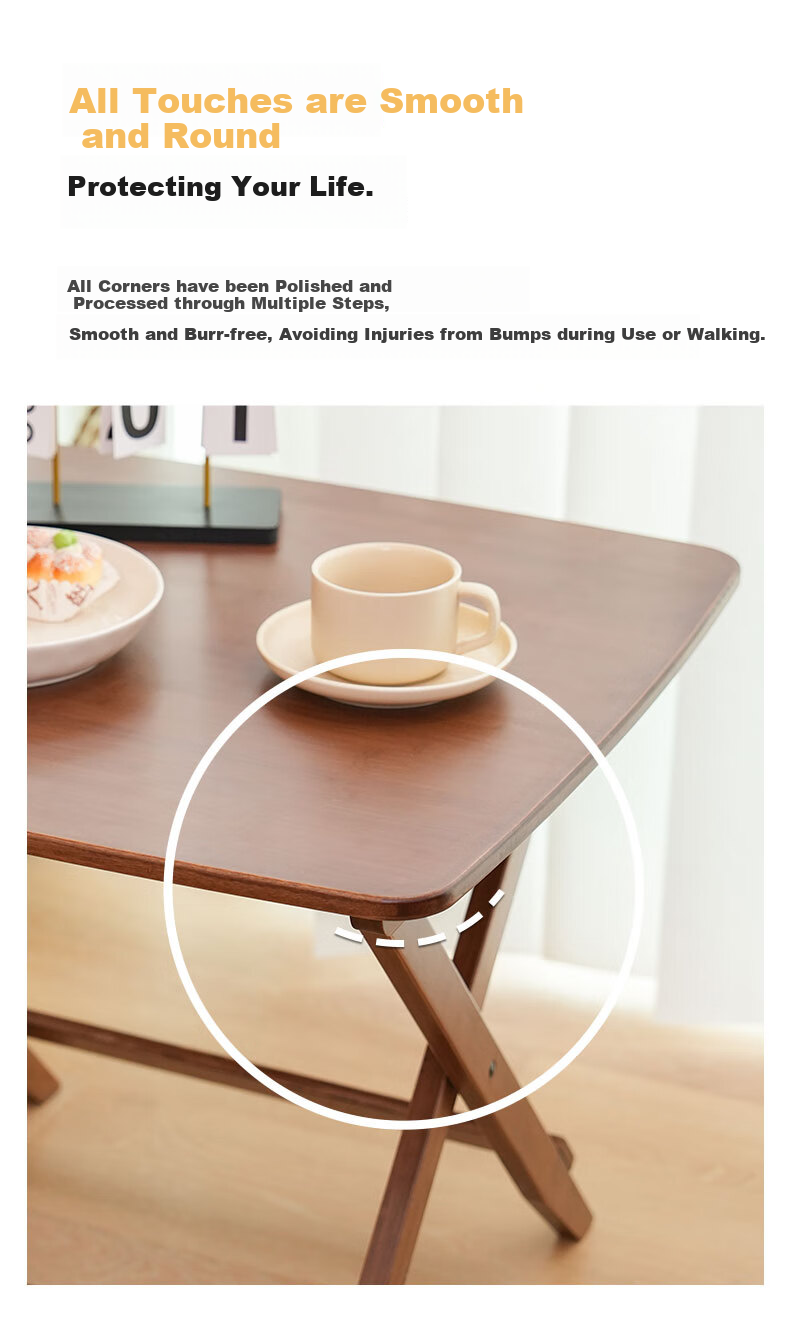 DuLu Folding Table, Compact Bamboo Dining Table for Home Use, Balcony Tea Table, Small Square Table, Outdoor Portable Table And Chairs 5