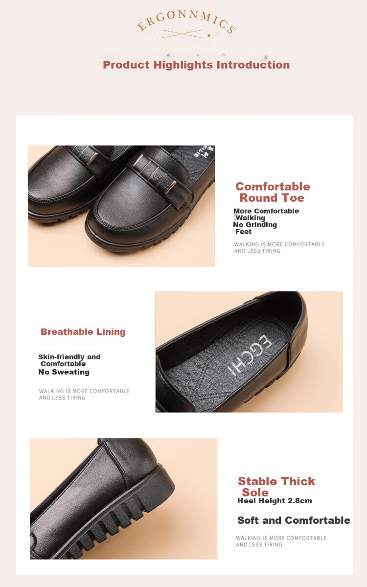 EGCHI Women's Mom Shoes, Non-Slip Soft Sole Slip-On Outdoor Casual Nurse Shoes, H7522, Black, Size 41 15