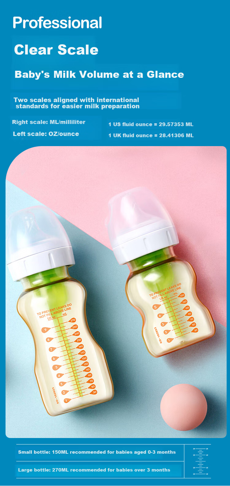 Bulangboshi PPSU Baby Bottle for 6-9 Months, Weaning, Anti-Colic, Wide Neck Design, Shatterproof, 270ml, Jinlong 10