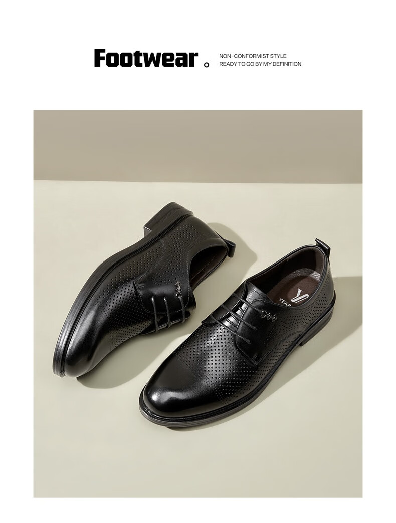 Eierkang Men's Business Formal Sandals Business Leather Shoes Fashion Perforated Wedding Dress Shoes 53449W Brown Size 42 2