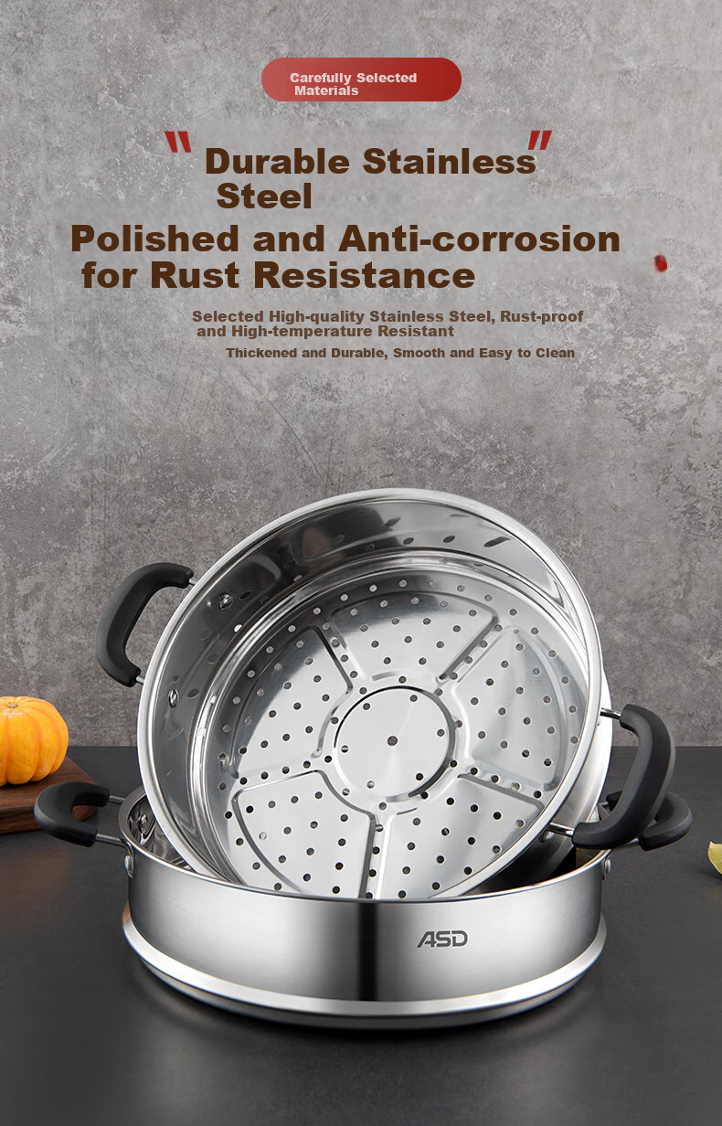 ASD Steamer Pot Steaming Rack 430 Stainless Steel Wok Steamer Universal Steamer Single Layer Steaming Rack 28CM ZS28Z3WG 9