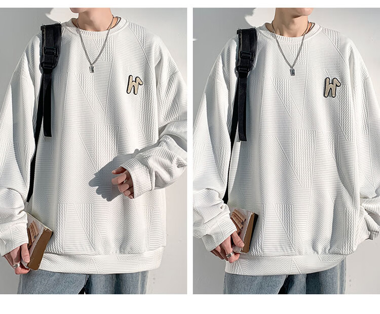 TUCANO Men's Casual Long Sleeve Sweatshirt Loose Fit Waffle Knit Pullover Black 4XL 10