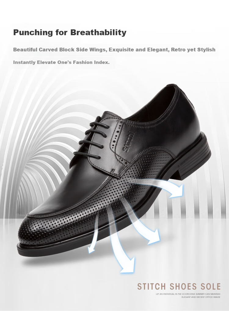 SATCHI Men's Shoes, Summer Leather Shoes, Hollow Breathable Men's Leather Shoes, Formal Leather Shoes for Men, 402343283Z, Black, Size 41 3