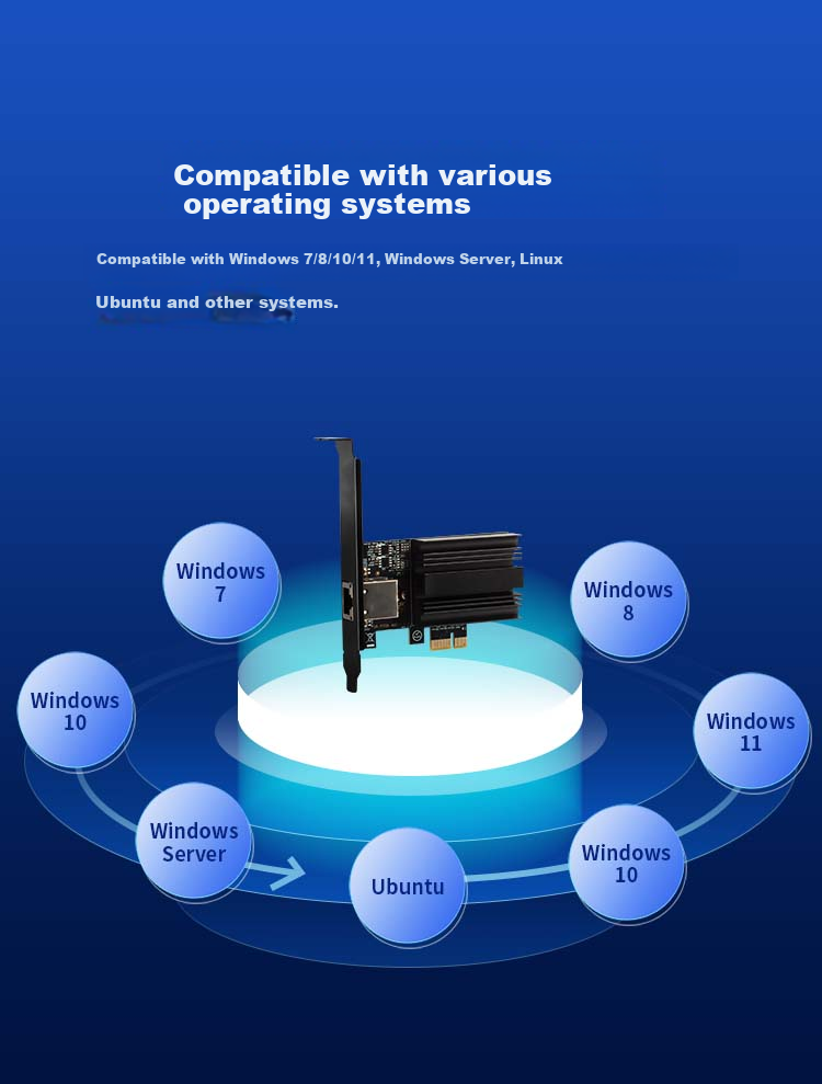 Xiliweishi 10G Gigabit Ethernet Card PCI-E Wired Desktop Computer NAS Server Gaming Ethernet Network RJ45 Port High-Speed Expansion Card AQC113-X1 4