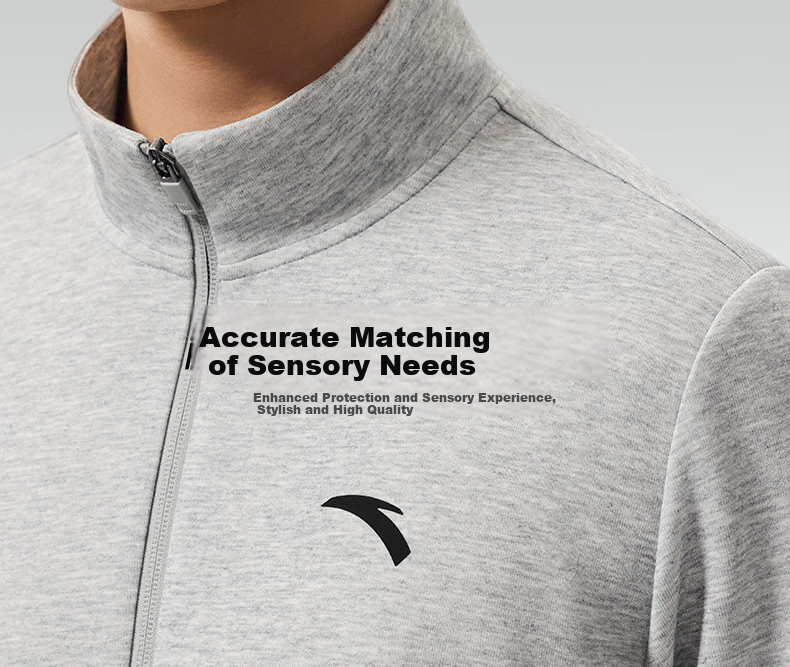 ANTA Fleece-Lined Sports Jacket for Men, Autumn And Winter Knitted Cardigan, Stand-Up Collar Casual Business Jacket, Long-Sleeve Running Training Top 3