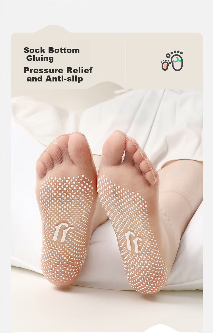 LangSha Silk Stockings for Women, Silicone Non-Slip Summer Thin Trendy Crystal Stockings, Summer Foot-Transparent Short Socks Mid-Calf Socks, Black Size 15 5