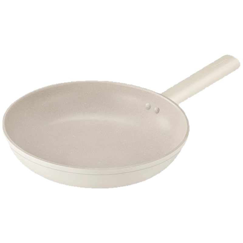 Joyoung 28cm Non-Stick Flat Frying Pan Stir-Fry Pan Cooking Pan Skillet Compatible with Induction and Gas Stoves Light White Pot