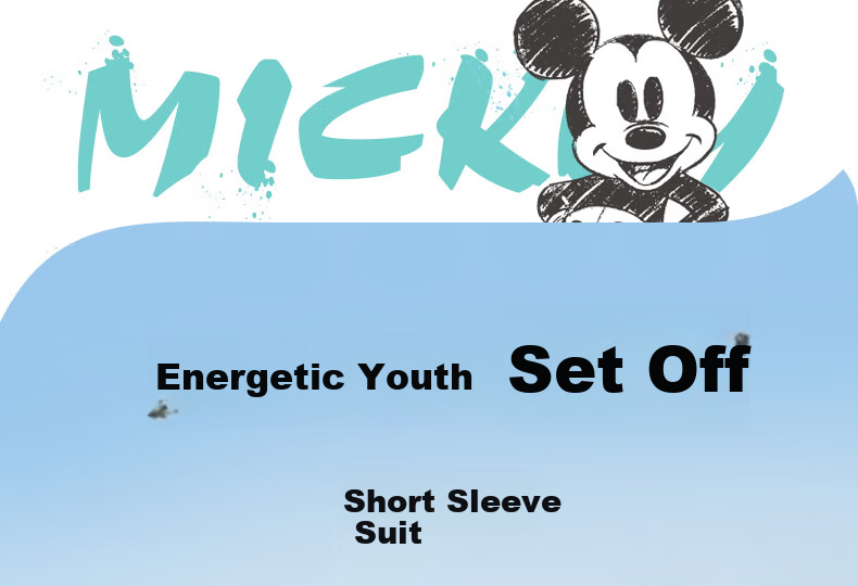 Disney Boys' Short Sleeve and Shorts Set Mickey Cartoon Casual Fashion Comfortable Breathable Summer New Blue Stripes Size 90 1
