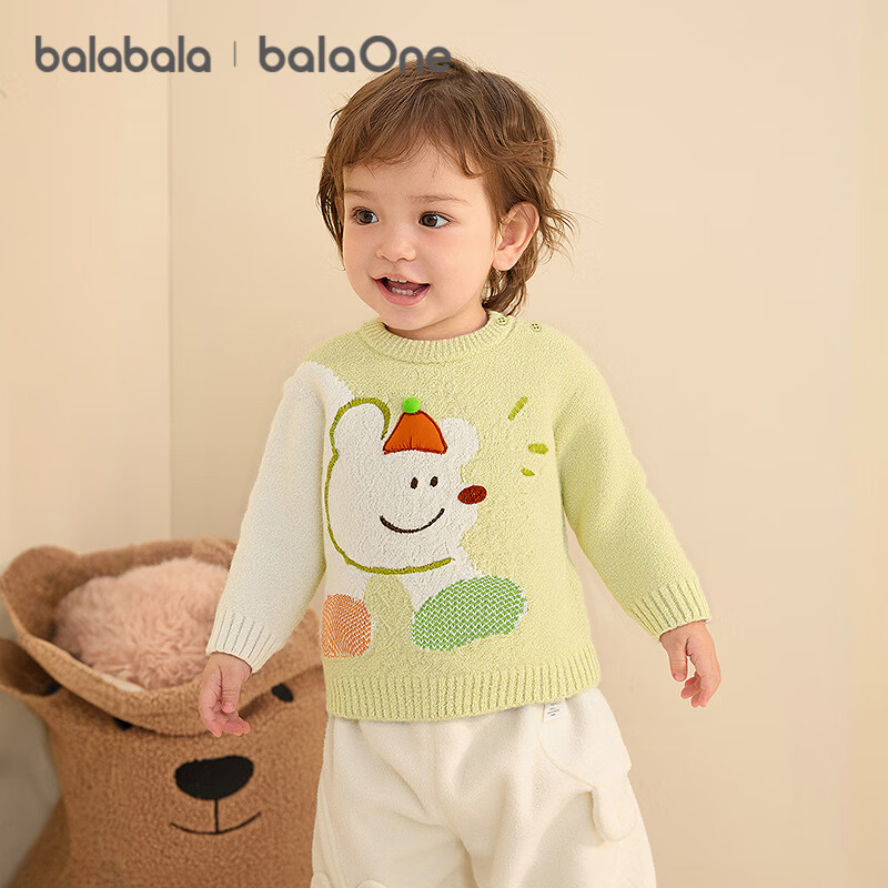 Balabala Baby Sweater Toddler Pullover Knitwear Boys Girls 2025 Winter New Cute Pattern Base Layer Shirt