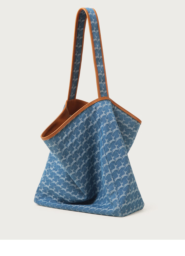 Mood Autumn And Winter Large Capacity Tote Bag for Women, Denim Canvas Lightweight Commuter Shoulder Underarm Bag, Birthday Gift Versatile Blue 27