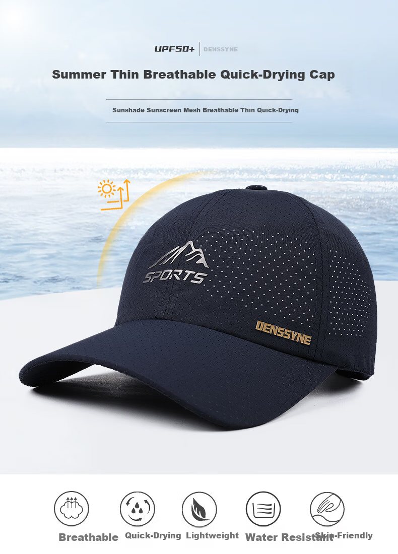 Denssyne Men's Summer Running Marathon Sports Hat, Sun Visor, Breathable Mesh Cooling Cap, Fishing Outdoor Baseball Cap 1