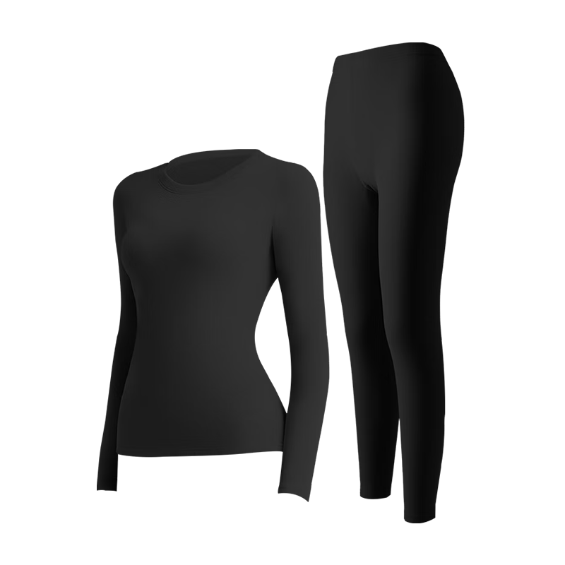 GUJIN Double-Sided Fleece Lined Mink Cashmere and Lyocell Thermal Underwear Set for Women Thickened Autumn Winter Heat Retaining Base Layer Top and Bottom