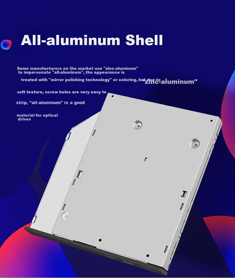 Elei Laptop Optical Drive All-In Burner, Internal Burner, 12.7mm Thickness, SATA Interface, EL80N (Compatible with Lenovo HP Haier Shenzhou Dell) 9
