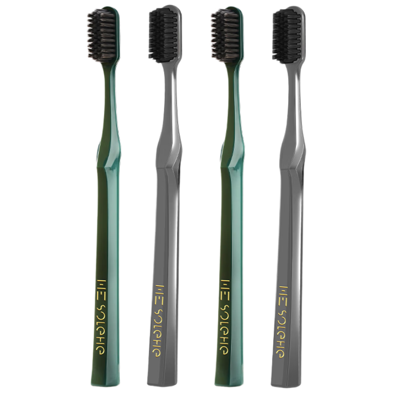 Hefengyu Carbon Fiber Soft Bristle Toothbrush with Small Head, Teeth Cleaning And Gum Protection, New And Old Versions Shipped Randomly, Small Head Soft Bristle Toothbrush in Gray*2 + Green*2