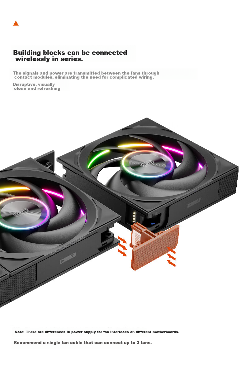 PCCOOLER Light Wing F7 X120R ARGB Three-Pack Black Set, Anti-Leaf 12cm Case Fan, Wireless Building Block/PWM Temperature Control Speed/Double Ball Bearing 7