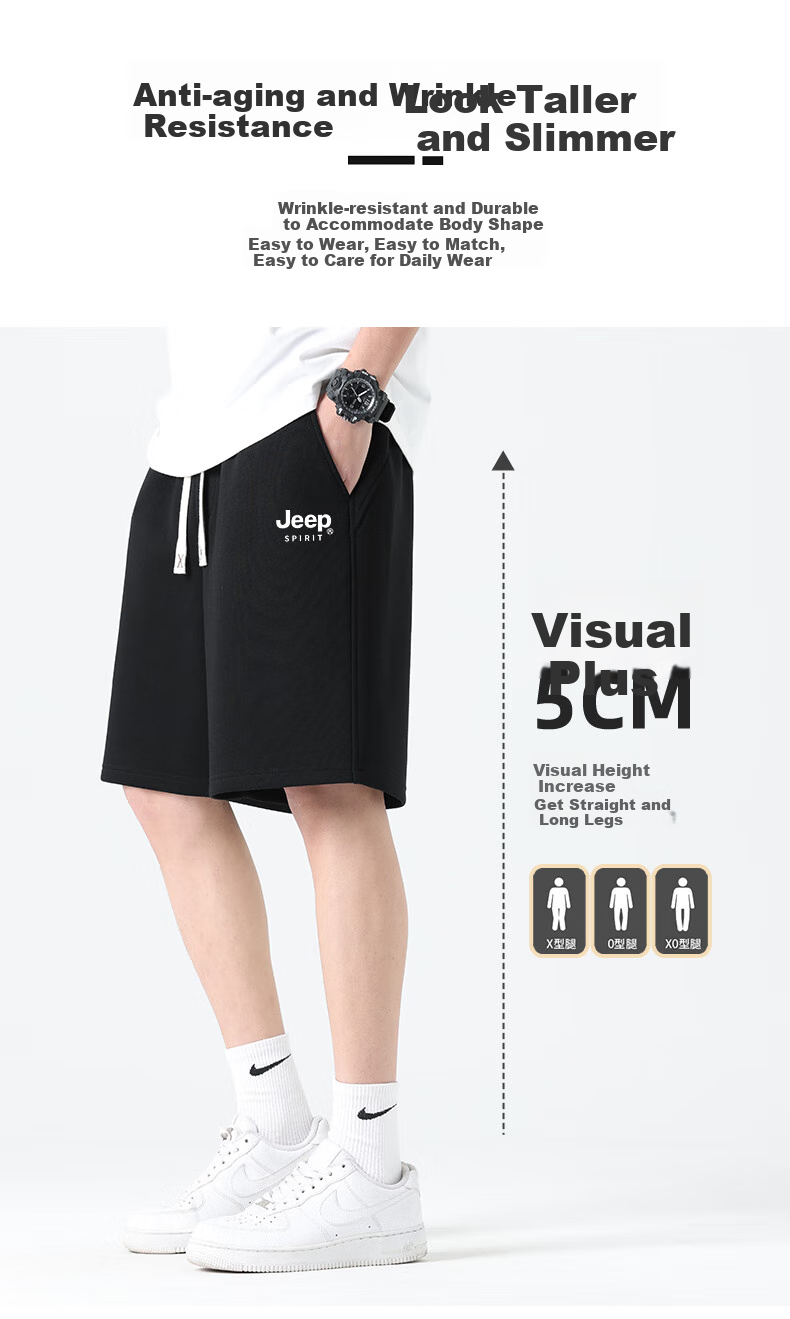 JEEP SPIRIT Men's Shorts, 2026 New Summer Casual Loose Pants, Dad's Large Size Sports Knee-Length Shorts for Me 4