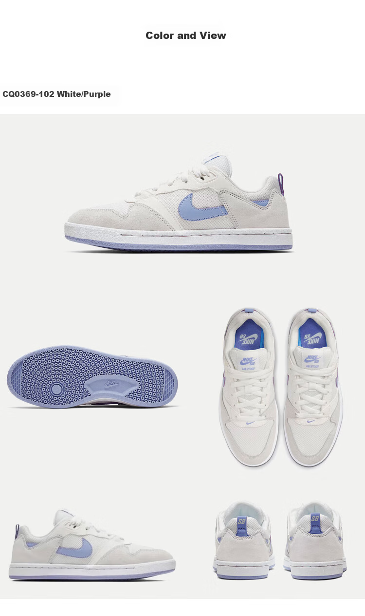 NIKE Women's Casual Shoes, NIKE SB ALLEYOOP Sneakers, CQ0369-102 White And Purple, Size 36 3