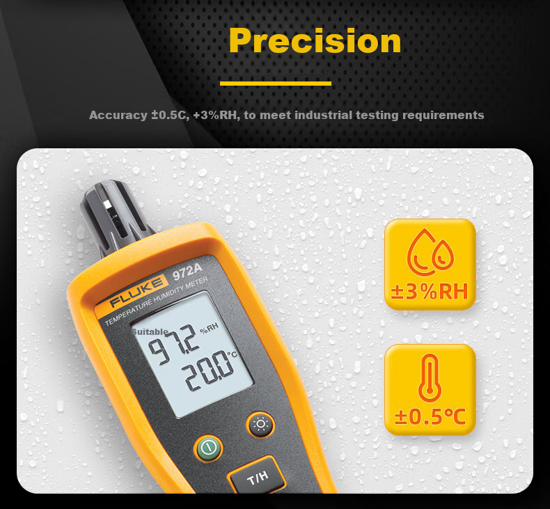 FLUKE 972A Handheld Temperature And Humidity Meter with Built-In Probe, High-Precision Temperature Gauge, Humidity Meter 5