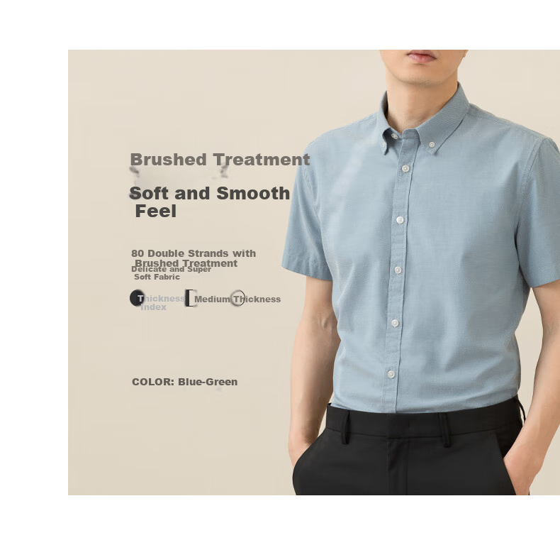 BLACKMONDAY Premium Pure Cotton Shirt for Men, Short-Sleeved Summer All-Cotton Versatile Casual Flannel Business Wrinkle-Free Dress Shirt 7