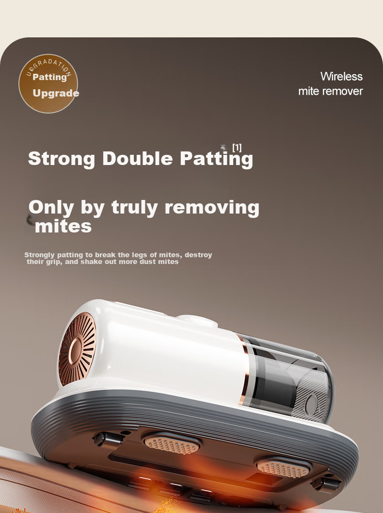 AUX Cordless Dust Mite Remover, Handheld Small Bed Vacuum Cleaner, Powerful Suction for Bed, Antibacterial And Mite-Removing Dust Extractor, Beating AXC-11DC59B, Coconut Milk White + 3 Filter Cartridges 12