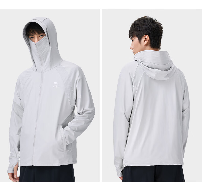 CAMEL Cold White Original Yarn Sun Protection Clothing UPF50+, Quick-Drying High-Elasticity Sun Protection Jacket A15BAVV086, Phantom Black 2XL 28