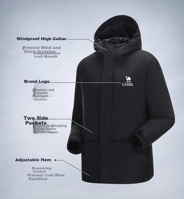 CAMEL Padded Windbreaker Jacket for Men And Women, Hard Shell Coat, Windproof And Waterproof, Tibet Padded Outerwear, Mountaineering Clothing A24CF04677 5